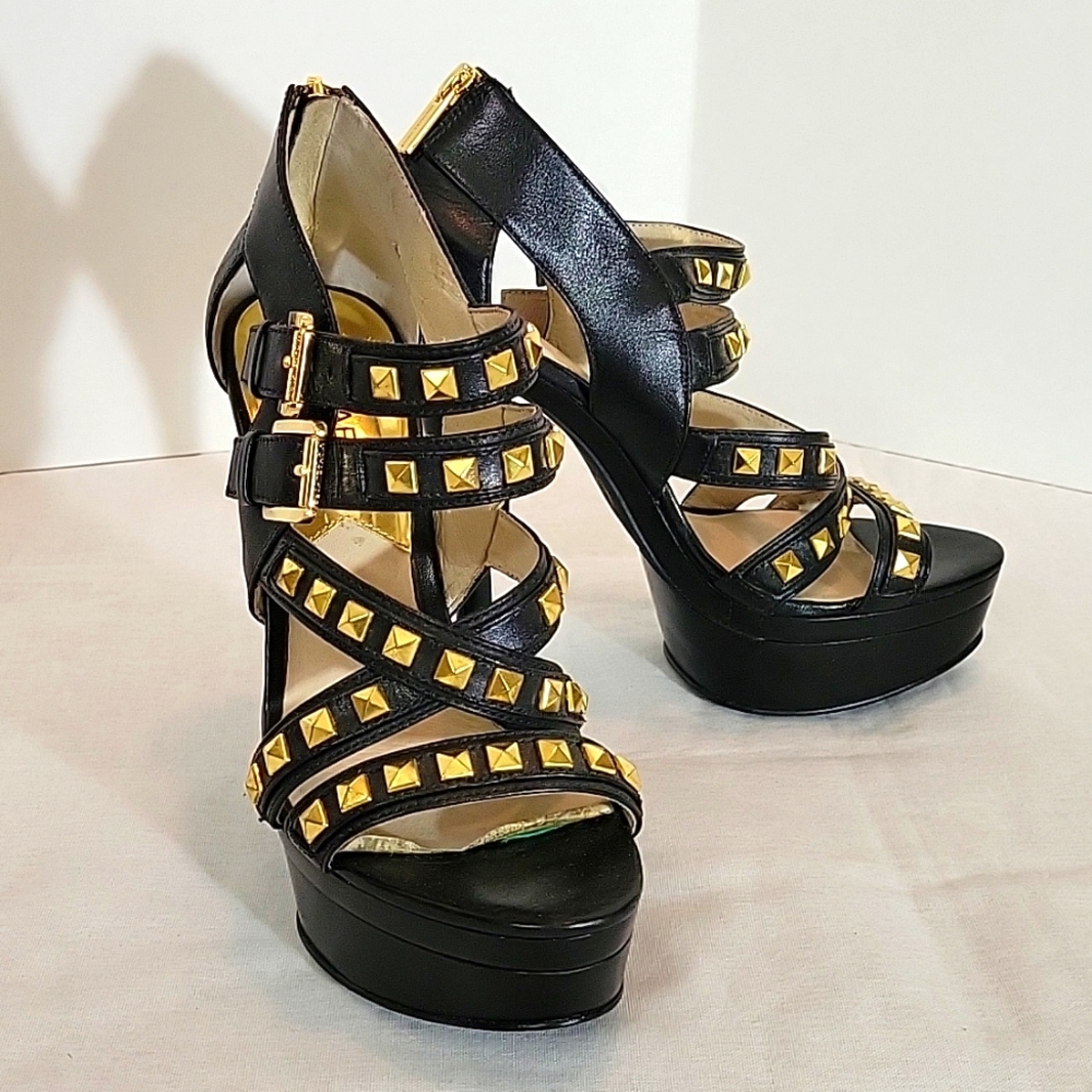 Black studded platform stilettos